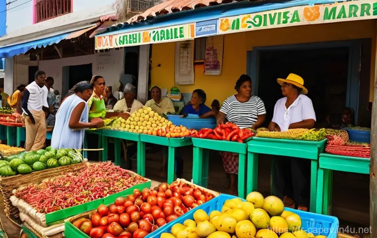카보베르데 사용 언어 - **Vibrant Cape Verdean Market Scene:**
    "A bustling and colorful street market scene in a sunny C...