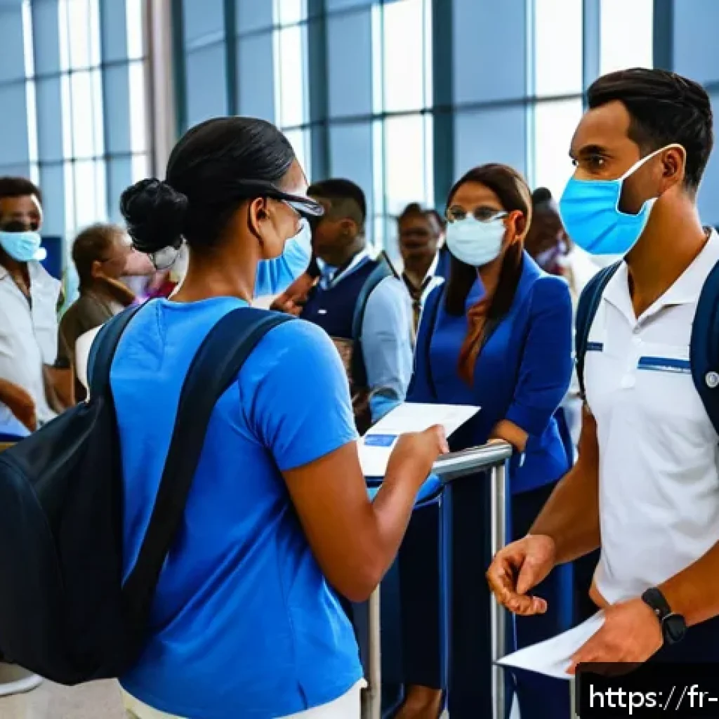 카보베르데 입국 절차 - A detailed airport arrival scene at Amílcar Cabral International Airport in Cape Verde, showing a di...