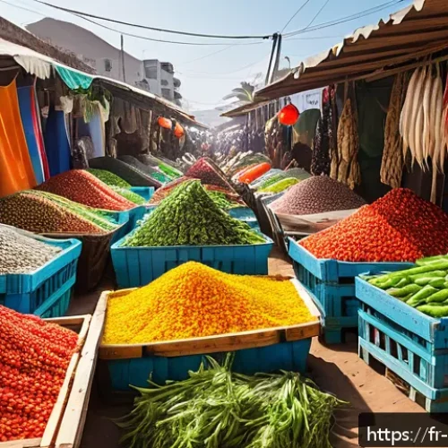 Home 31 카보베르데 현지인 추천 맛집 - A vibrant street market scene in Praia, Cape Verde, showcasing colorful stalls filled with fresh loc...